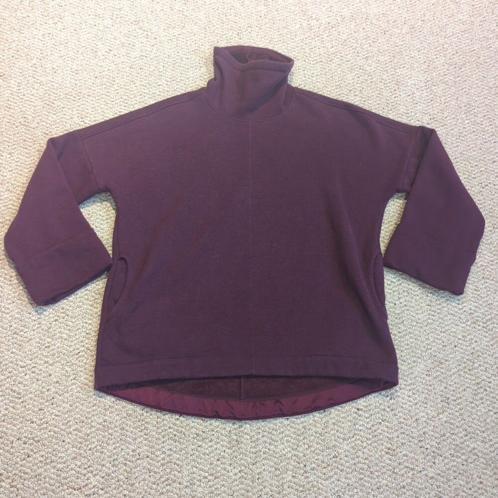 Athleta Cozy Karma Funnel Neck Sweatshirt Womens M Spiced Cabernet Athleisure